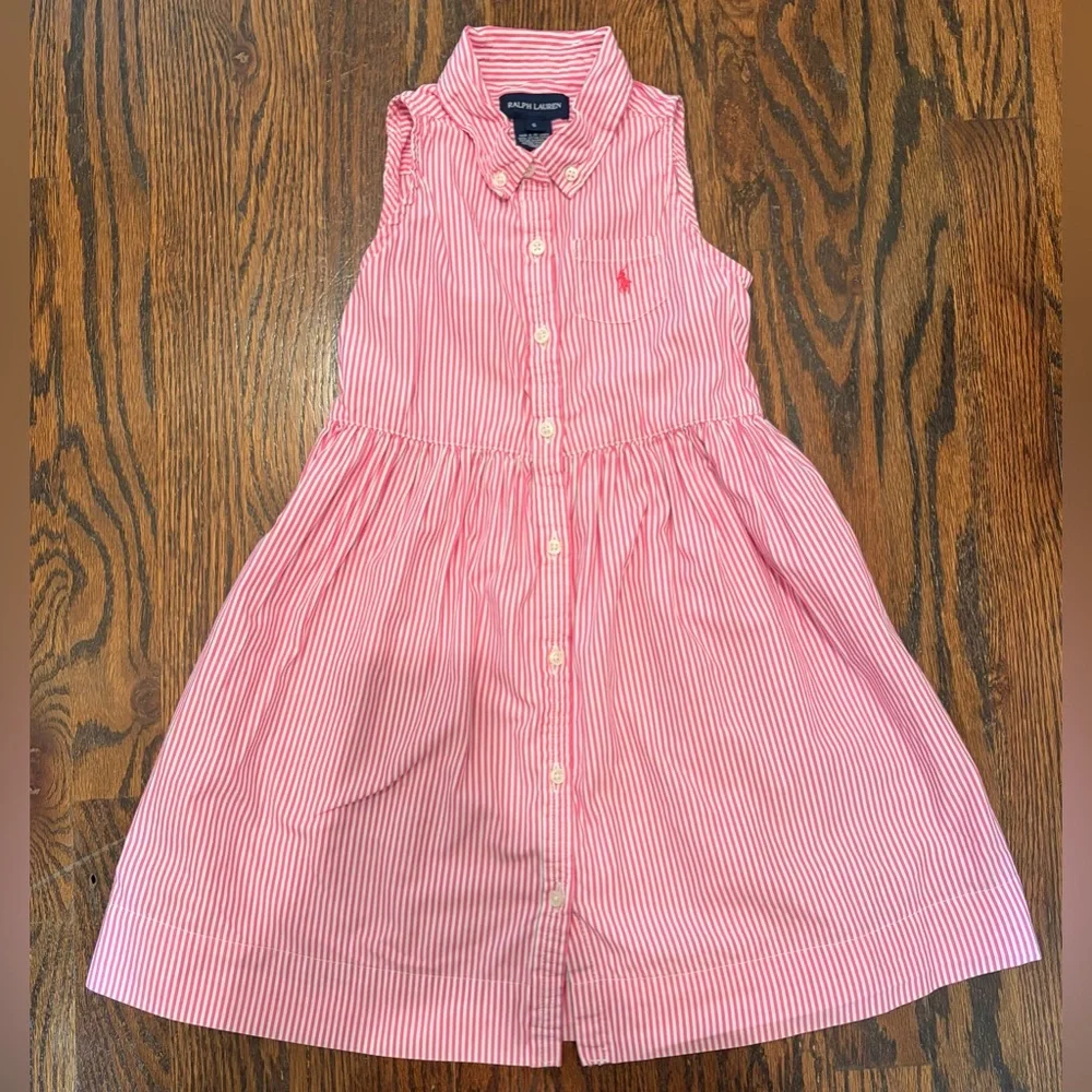 Ralph Lauren Kids Dress in Pink and White Stripes - Picture 1 of 4